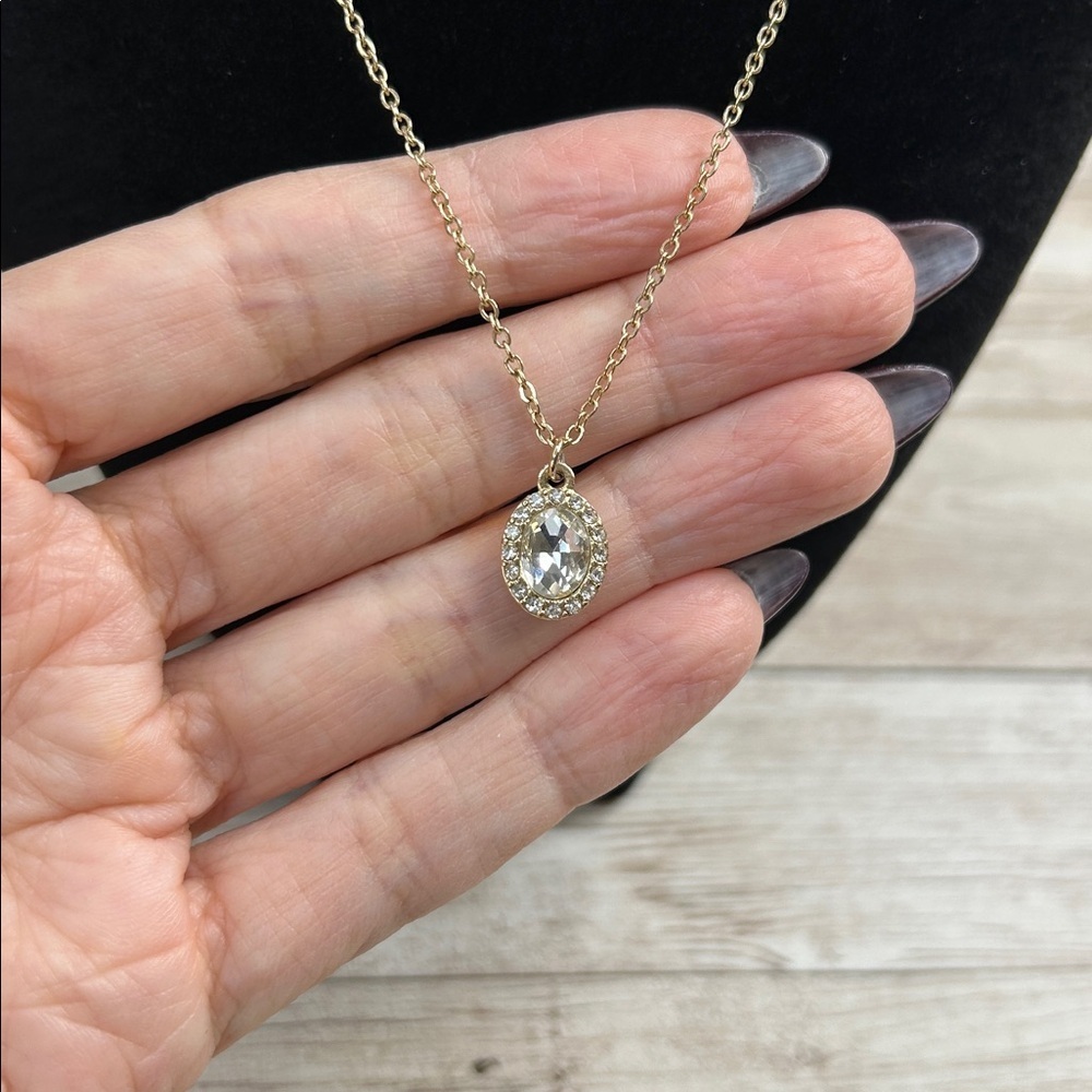 Dainty Little Glass and Gold Pendant Necklace